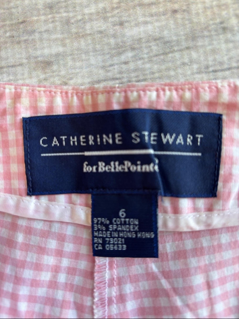 Catherine Stewart Tailored Pink Gingham Cropped Pants - Picture 4 of 5